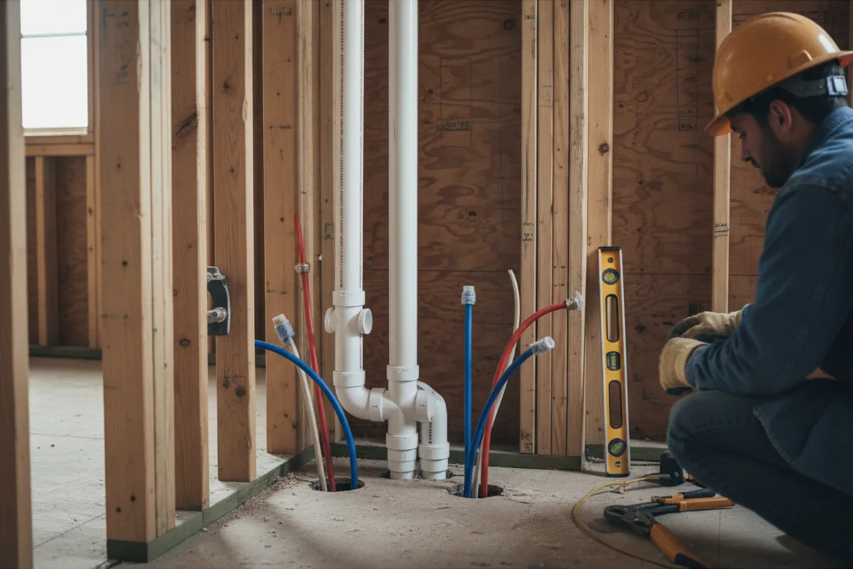 Drain and supply rough-in during Leak Detection in Seligman