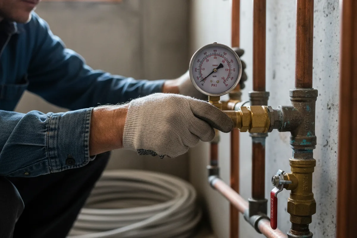 Pressure testing a repaired line during Water Line Repair in Seligman